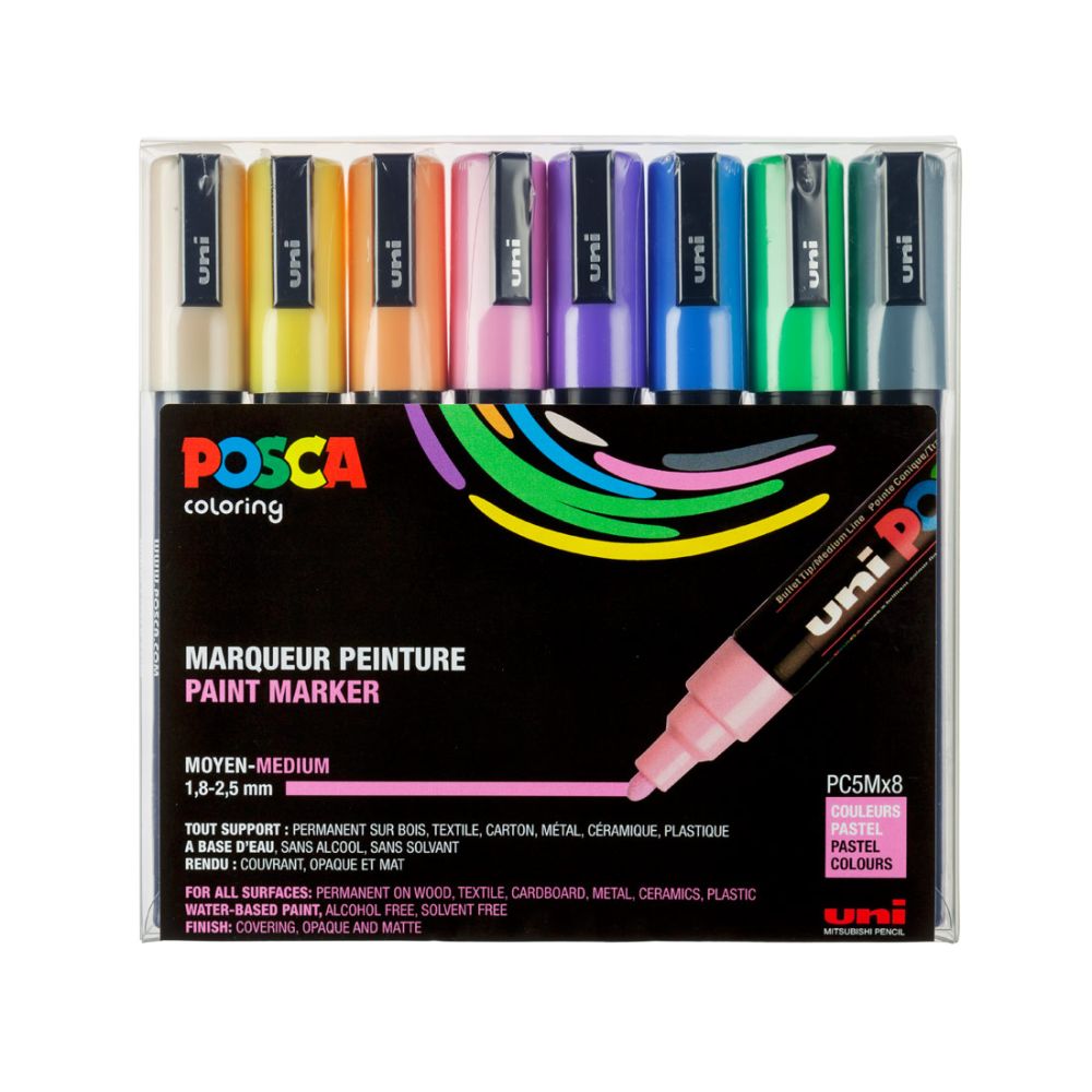  POSCA Uni tusser PC-5M 8 stk. Pastel colors 