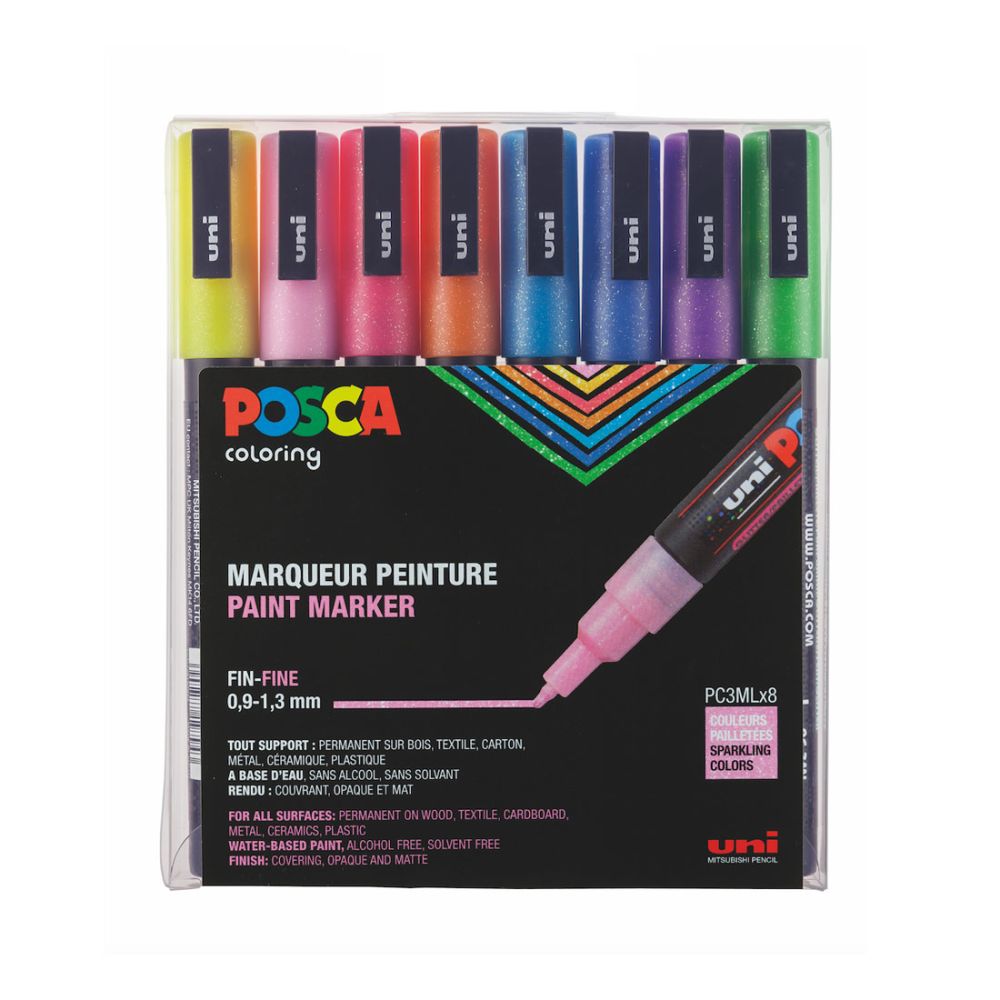  POSCA Uni tusser PC-3ML 8 stk. Glitter colour 