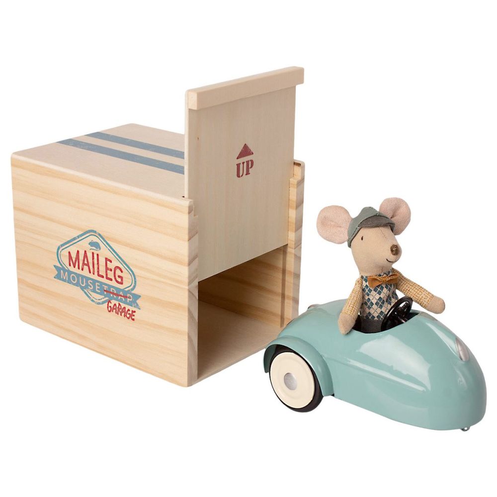  Maileg Mus med bil og garage 