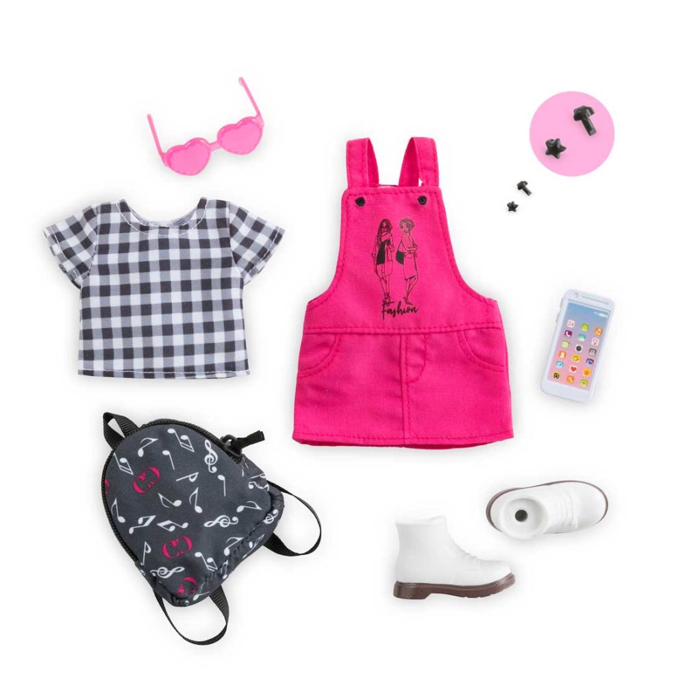 Dukketøj til Corolle Girls. Sættet indeholder 7 dele med fashion tøj, smartphone og accessories.