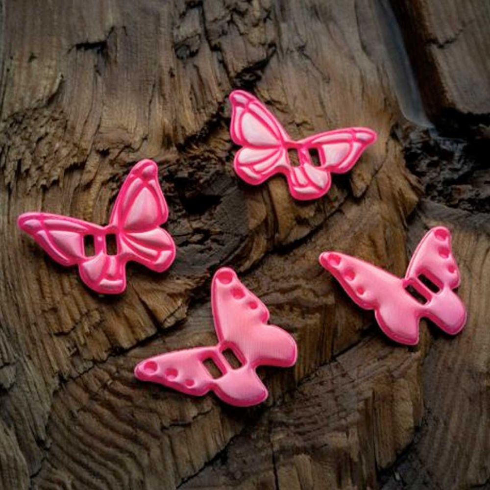 Refleksbrikker til snørebånd formet som sommerfugle i pink