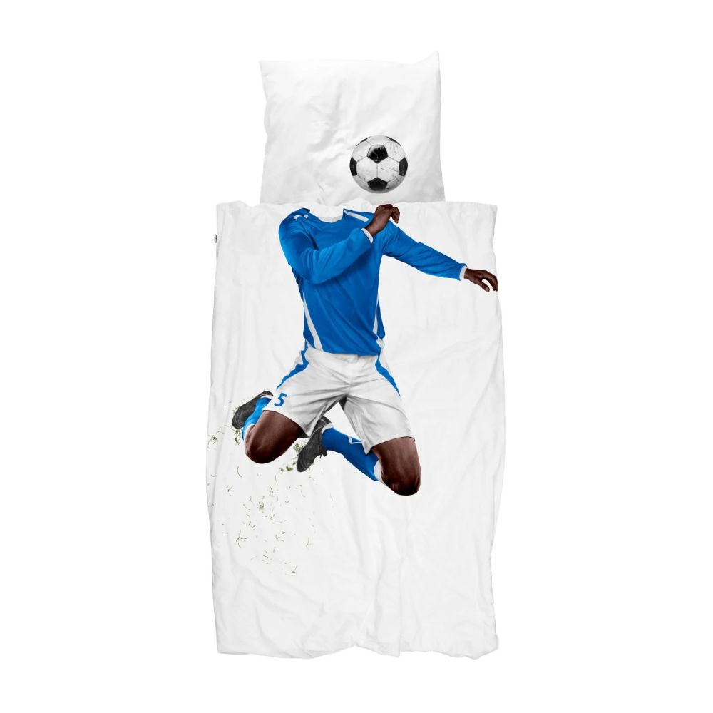 Fodbold sengetøj med blå spillertrøje