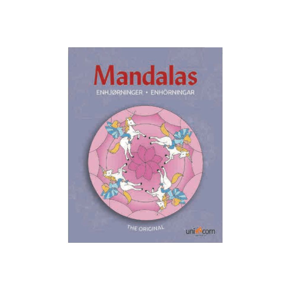 Mandalas med enhjørninger. Malebogen indeholder 32 sider