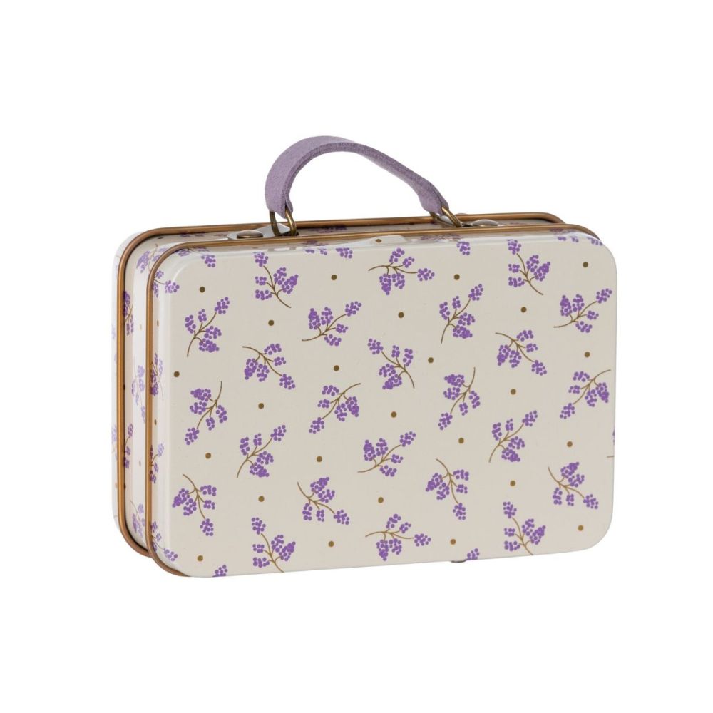 Maileg Madelaine kuffert med lavendel blomster og hank