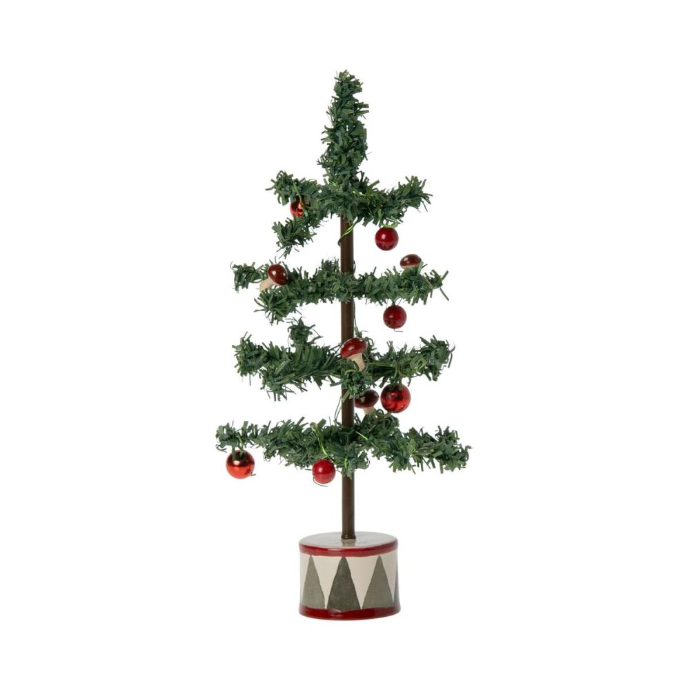 Maileg juletræ med pynt, trommefod og lyskæde