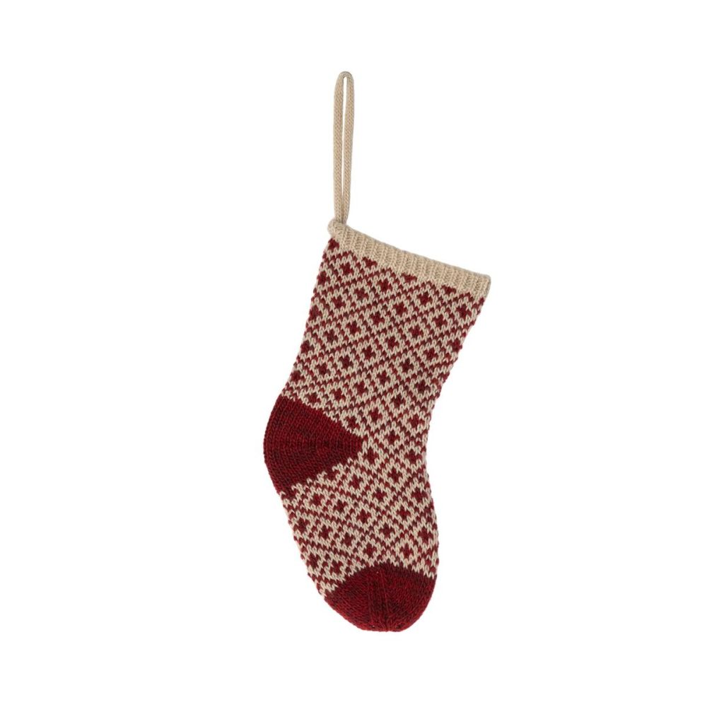 Maileg strikket julesok i rød stor nok til mindre gaver