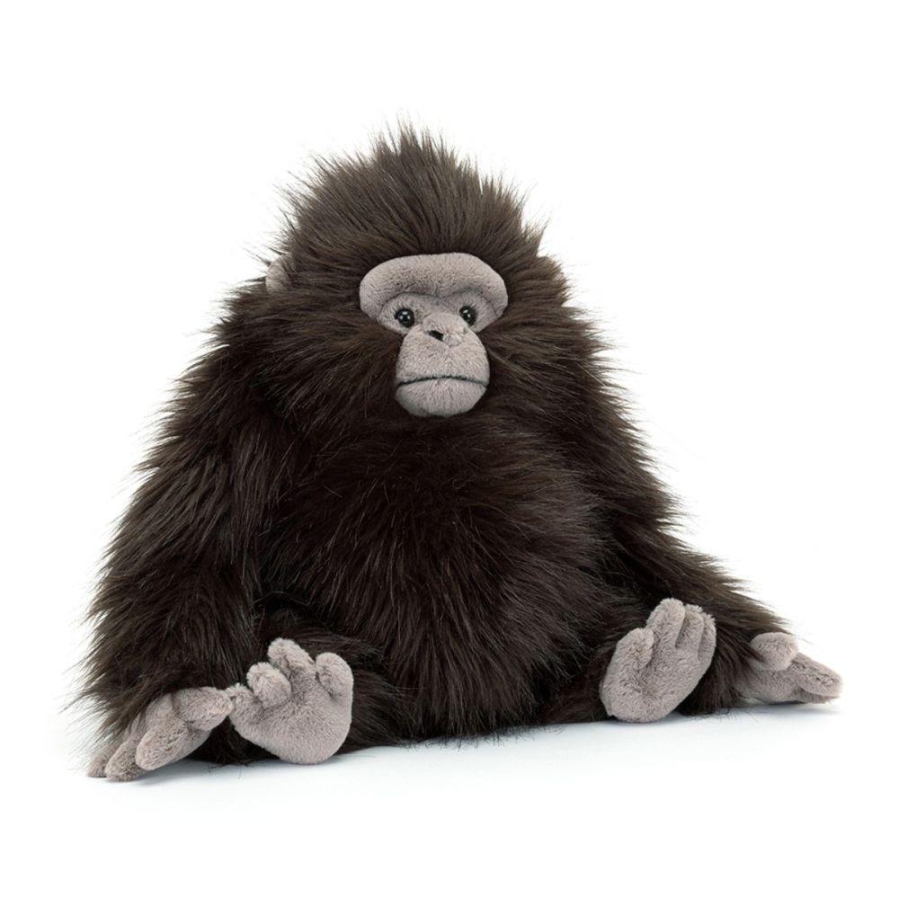 Jellycat Gomez Gorilla bamse med sort pels og gråt ansigt og fødder