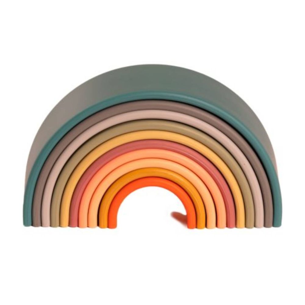 Dëna regnbue i silikone med 10 dele i naturens farver