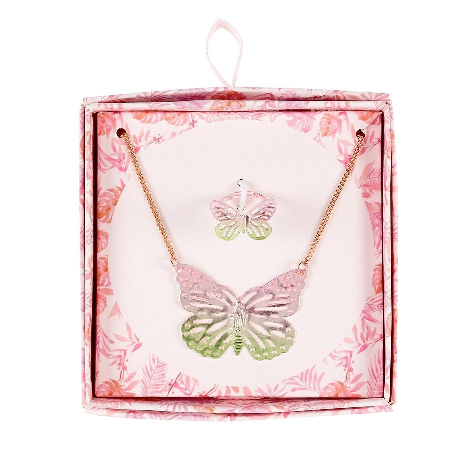 smykkesæt med sommerfugle