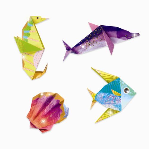 havdyr origami med guld effekter