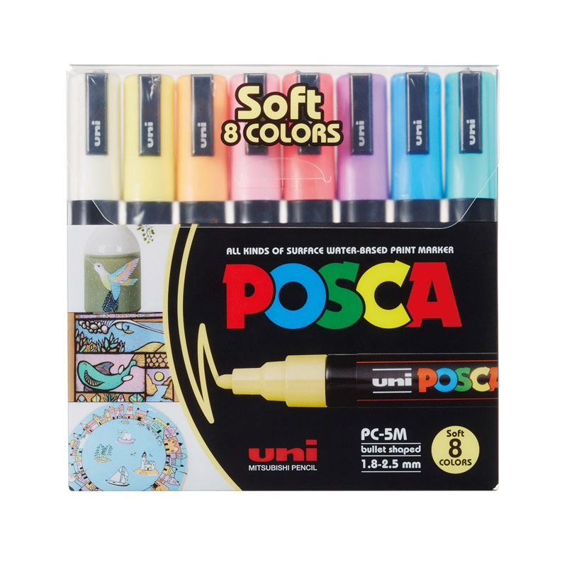 POSCA Uni tusser PC-5M 8 stk. Soft colors