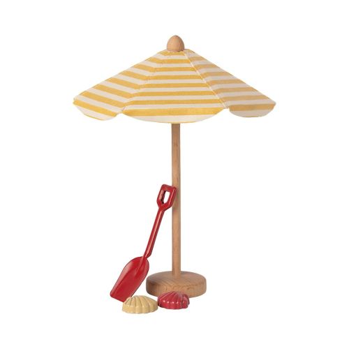 Maileg Miniature strand parasol gulstribet 15 cm