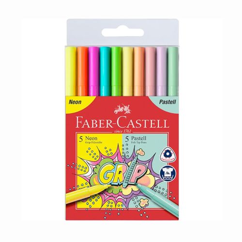 Faber-Castell Grip tusser 10 - neon og pastel 