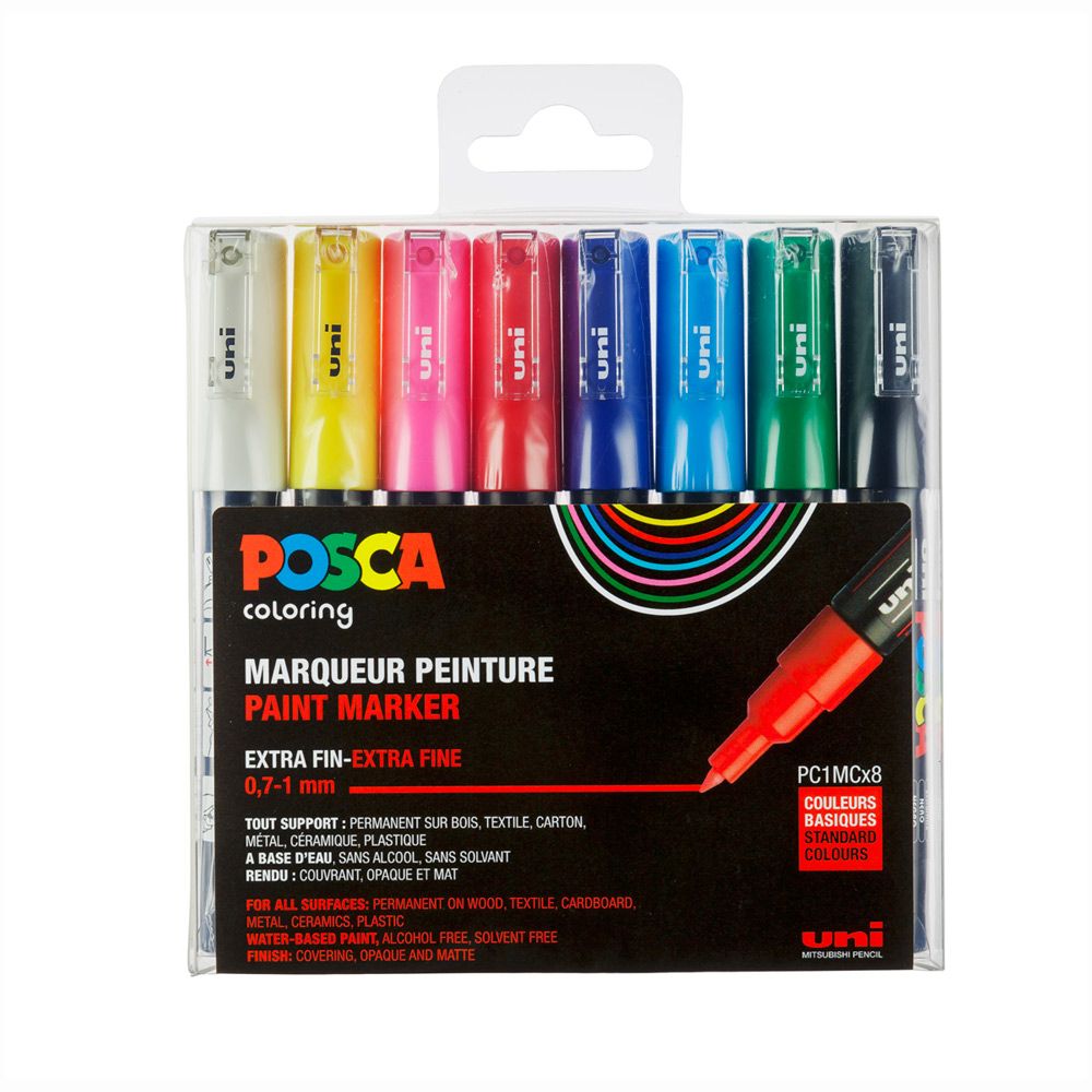POSCA Uni tusser PC-1M 8 stk. Standard farver 