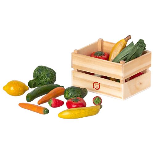 Maileg Miniature trækasse med grøntsager og frugt
