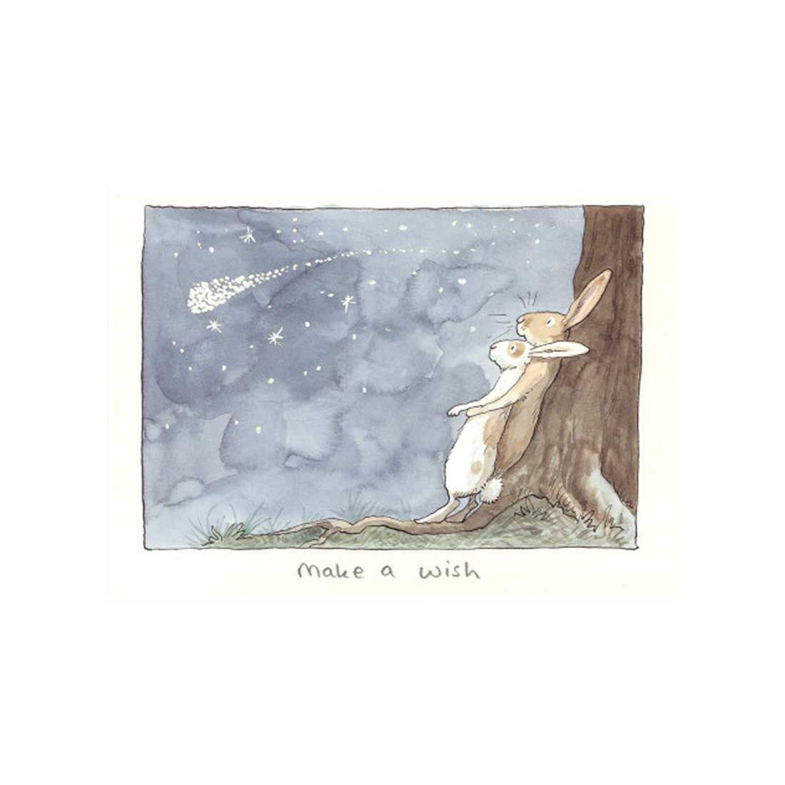 Dobbeltkort inkl. kuvert med romantisk illustration og teksten Make a Wish