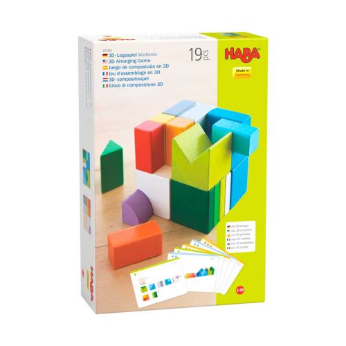 3D byggespil fra HABA med 19 farverige brikker i bøgetræ