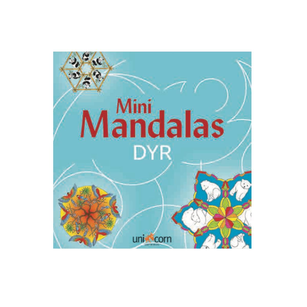 Mini Mandalas med dyr i en kvadratisk malebog