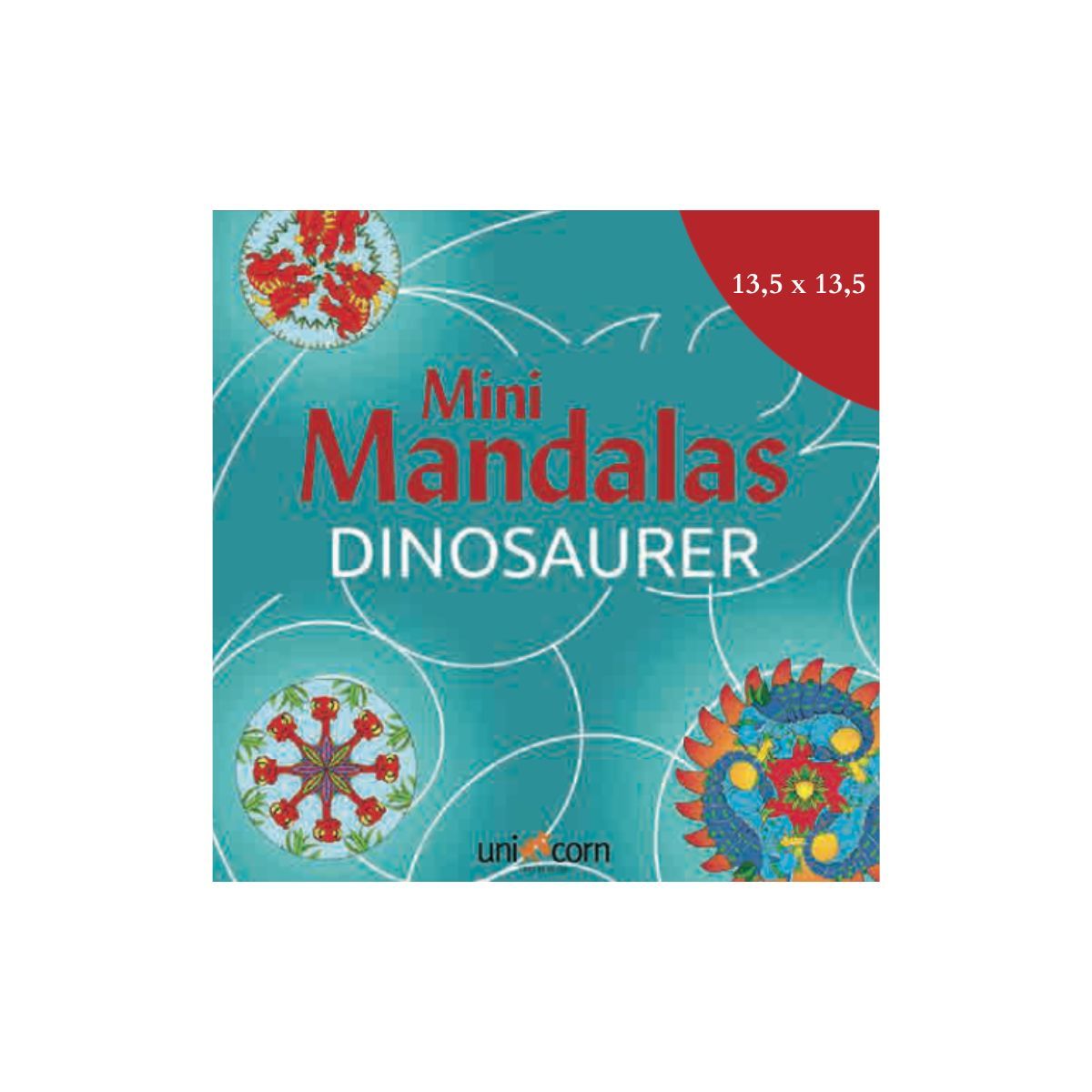 Mini Mandalas med dinosaurer i de kendte cirkulære mønstrer