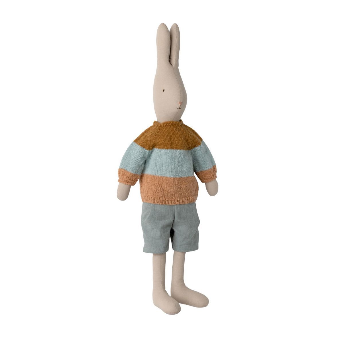 Maileg Kæmpe kanin bamse med strikket sweater og hør bukser