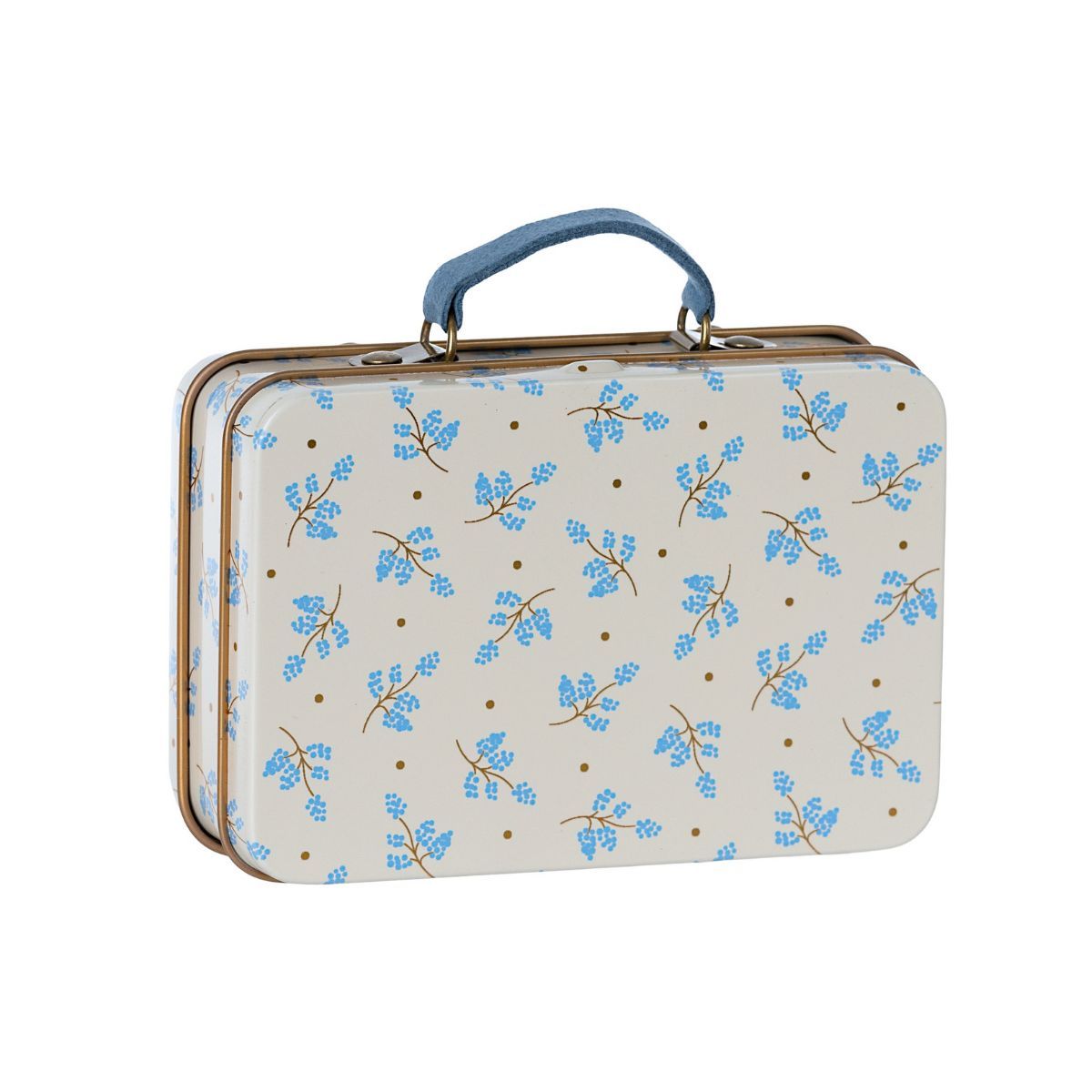 Sommerlig Maileg kuffert med Madelaine mønster i blå
