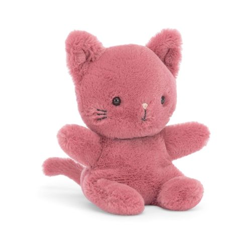 Lille Jellycat katte-bamse med søde detaljer og pink plys