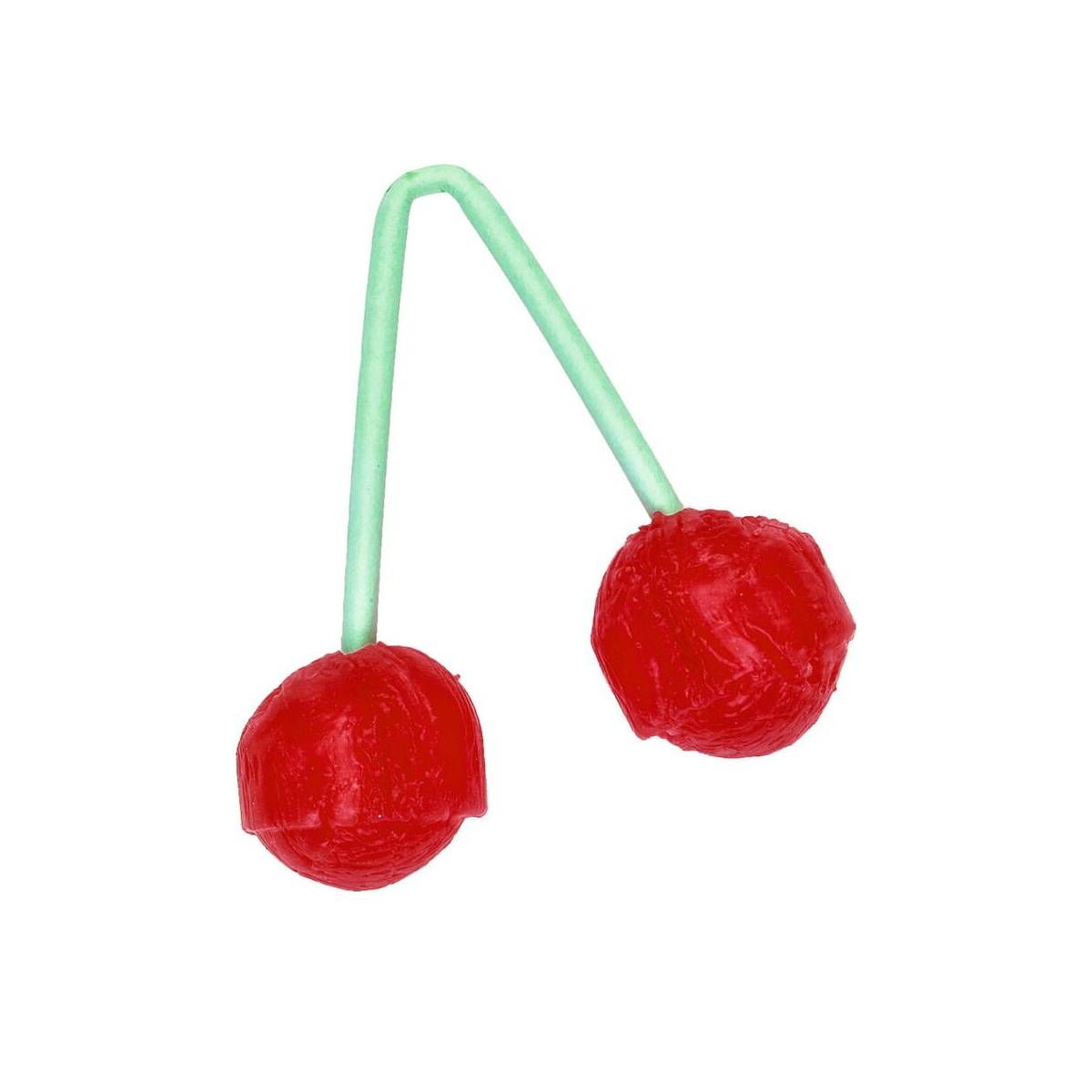 Kirsebær slikkepind formet som et kirsebær med stængel og 2 