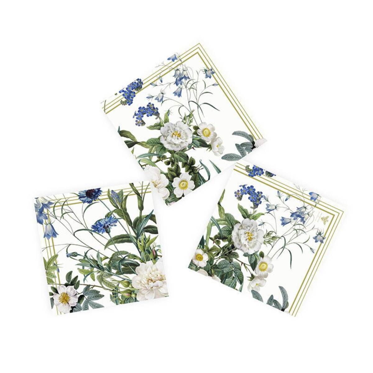 Miljøvenlige servietter fra Koustrup & Co. trykt med blå blomster i elegant look