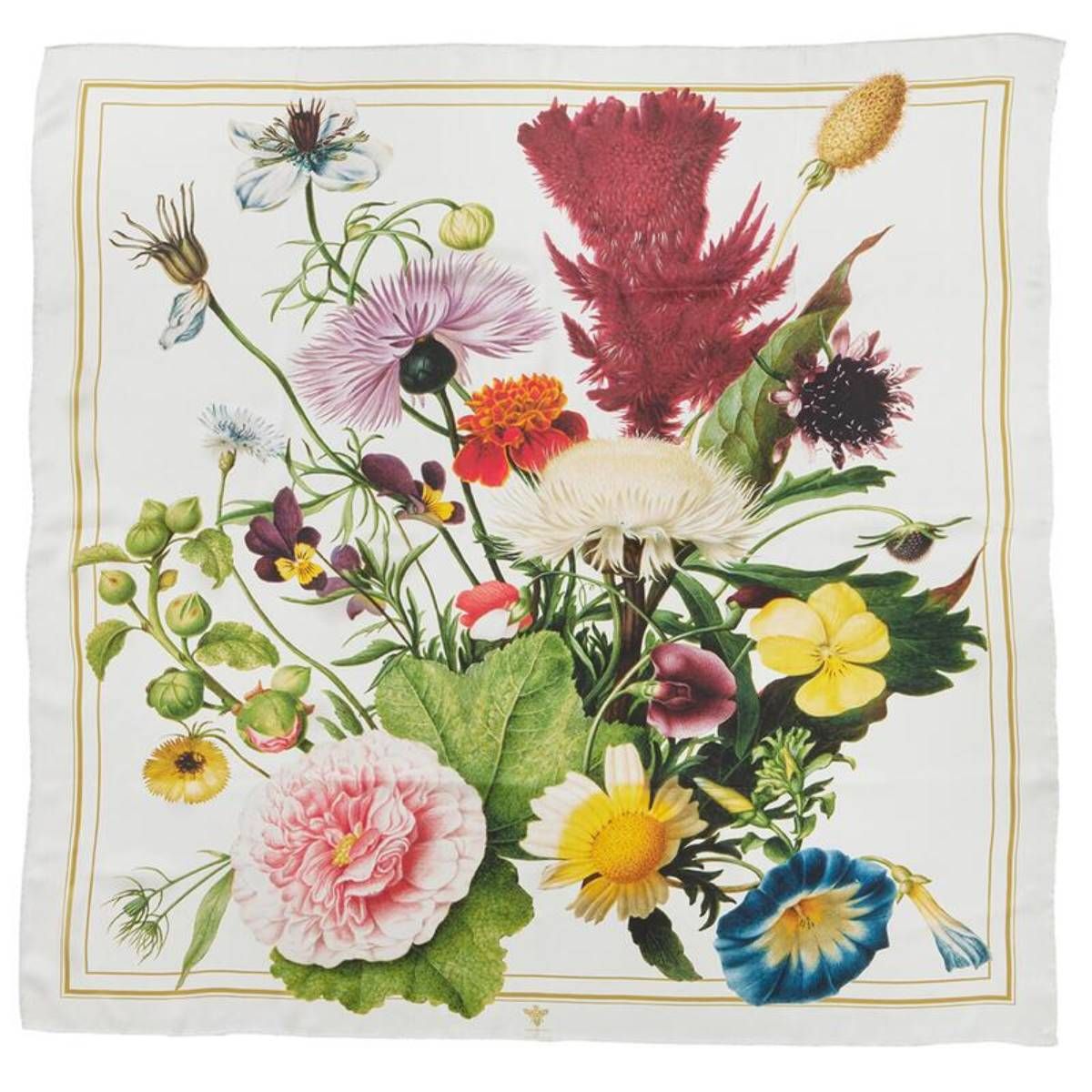Silketørklæde med retro blomster i 100 % silke fra Koustrup & Co.