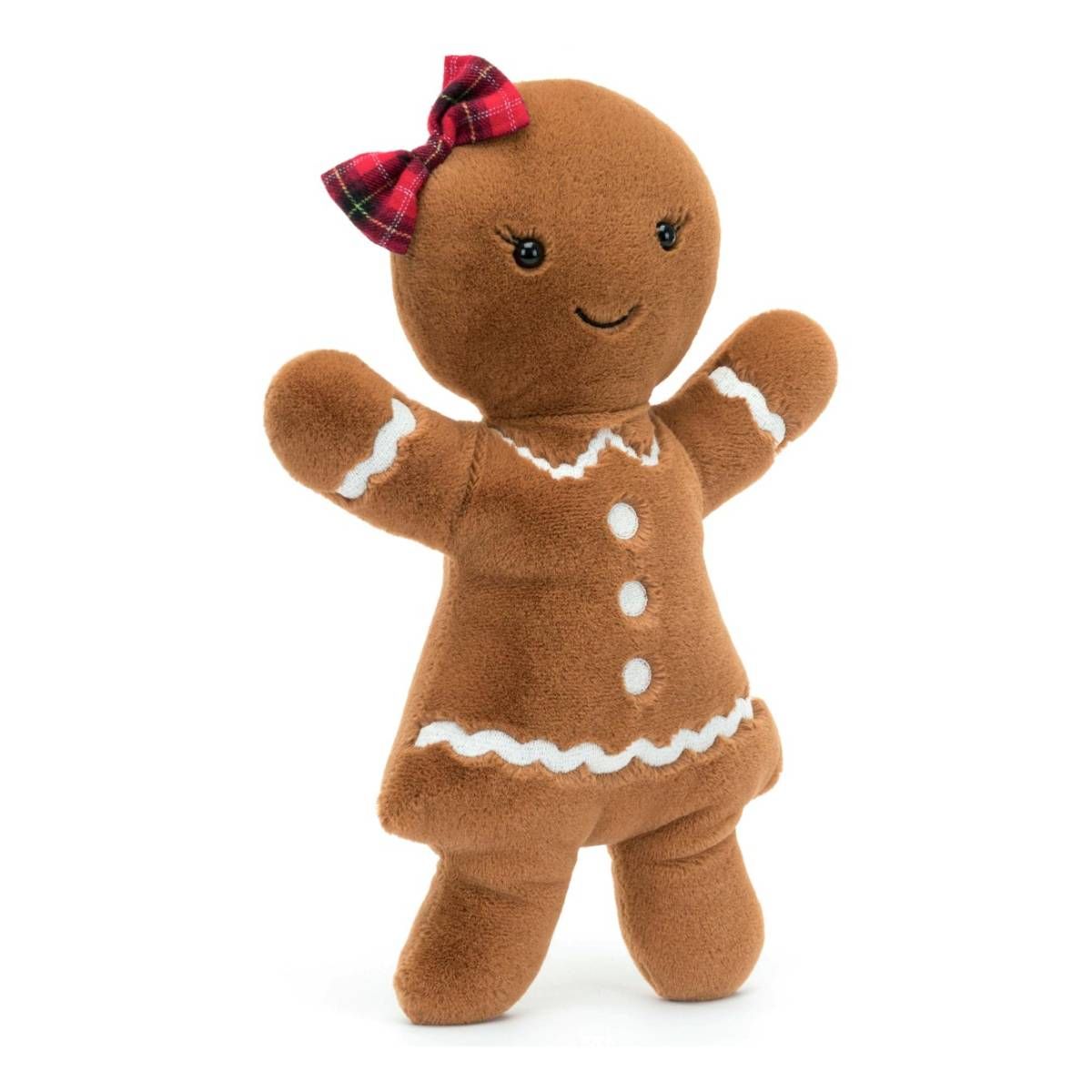 Jellycat julebamse peberkage dame med sløjfe på hovedet samt hvide glasur detaljer