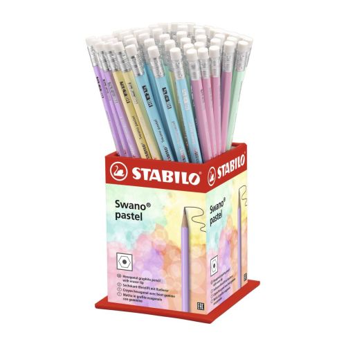 Stabilo blyanter i pastel farver med viskelæder for enden