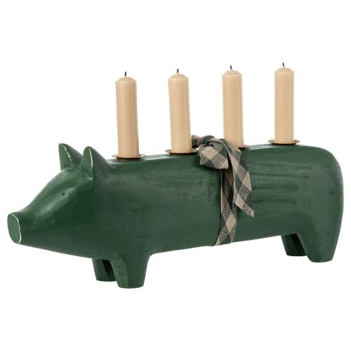 Maileg Adventsstage grøn gris i træ 2023