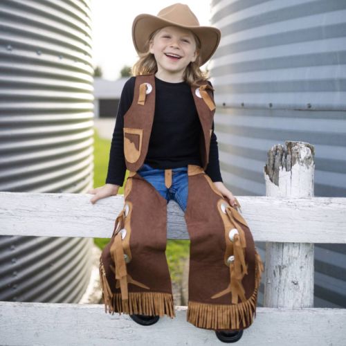 Great Pretenders Cowboy vest og læderbukser 6-8 år