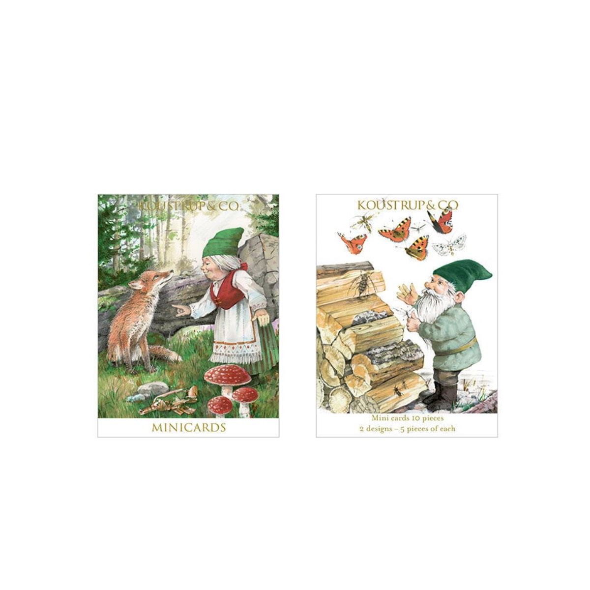 Julekort illustreret med nisser fra Koustrup & Co. inkl. kuverter