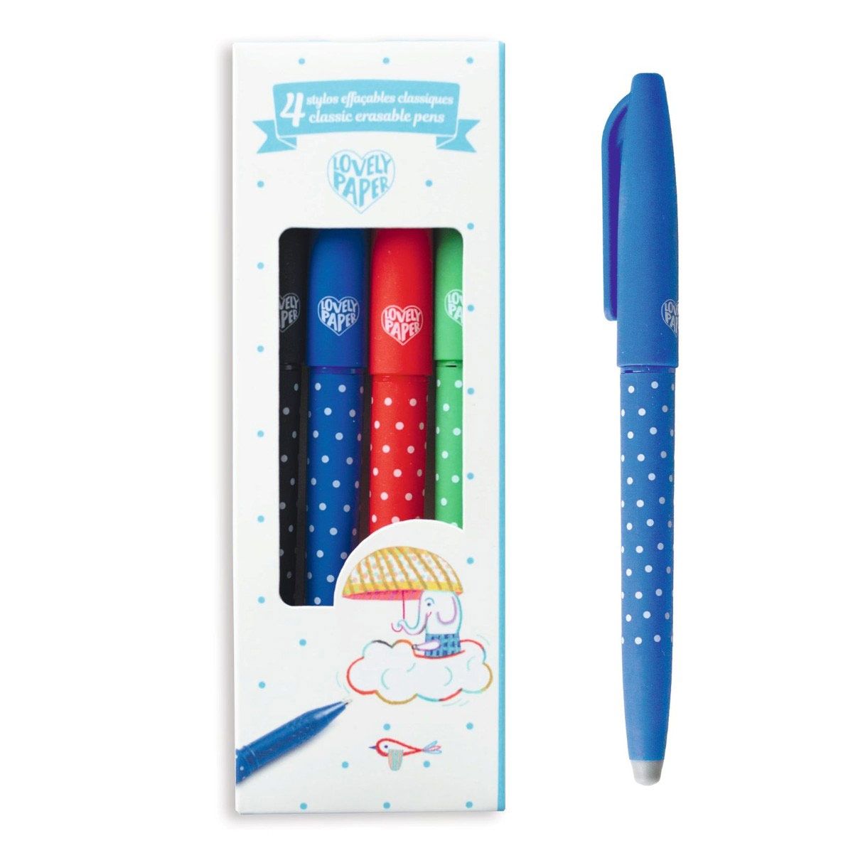 Djeco Lovely Paper Sletbare kuglepenne Classic 4 stk