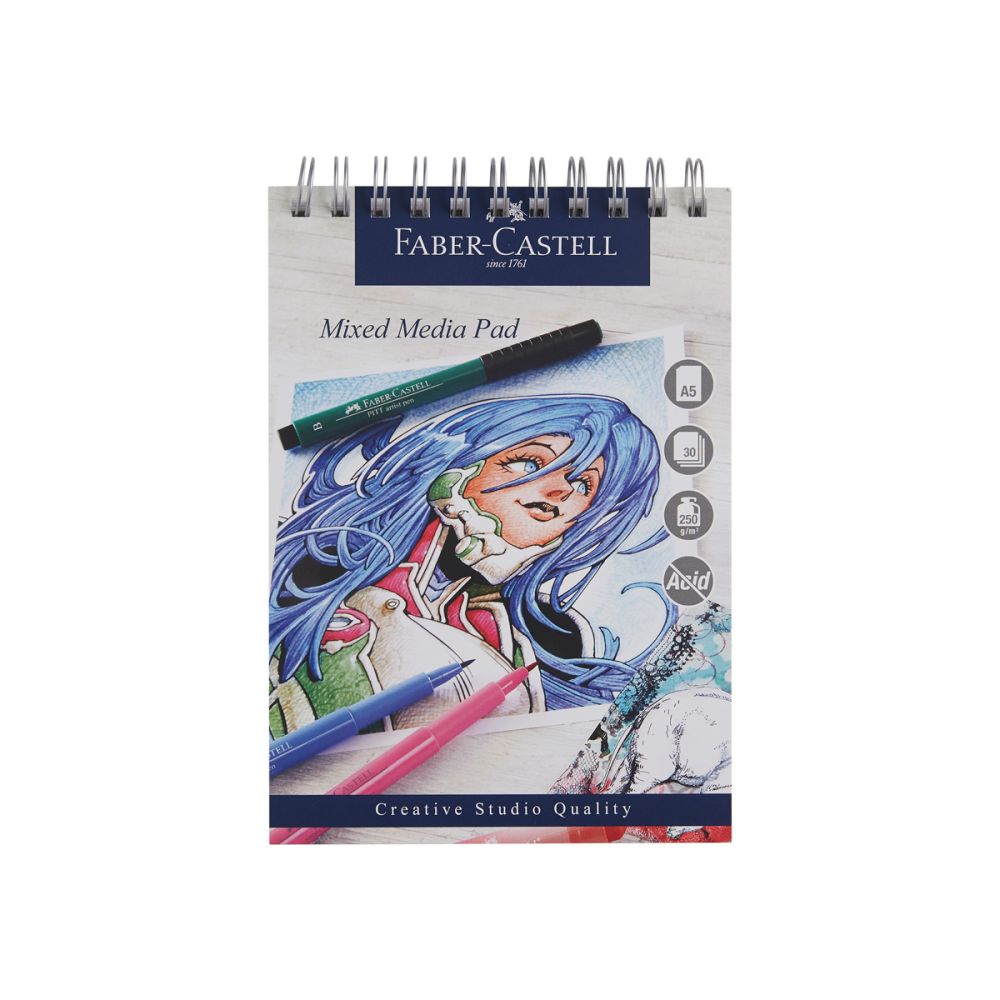 A5 tegneblok med spiral papirvægt 250g fra faber-castell