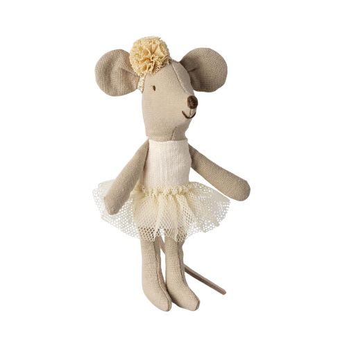 Maileg Mus lillesøster ballerina Off white