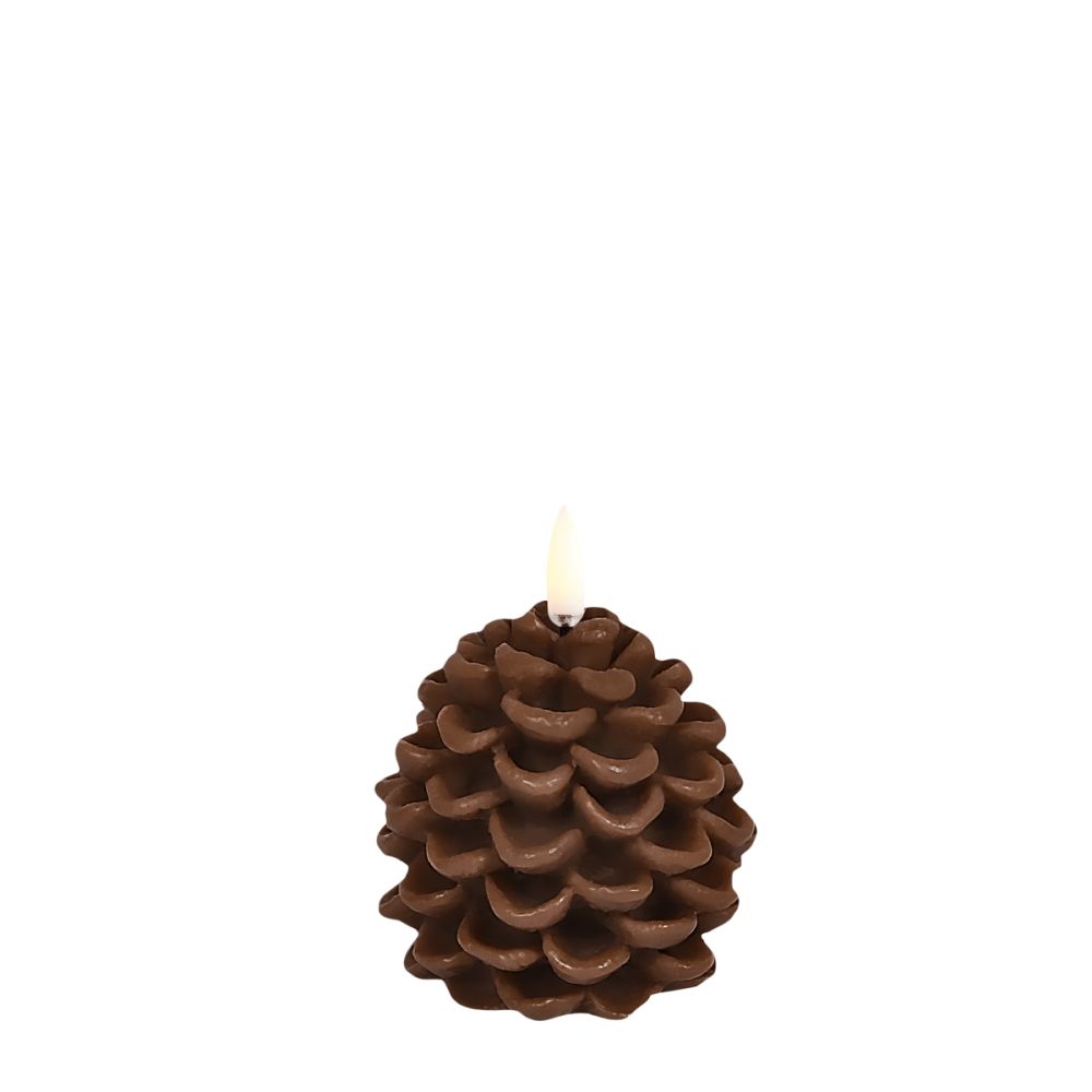 LED Stearinlys grankogle brun H7 cm