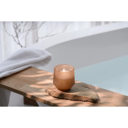 LED duftlys i mat beige glas, Uplift lemon
