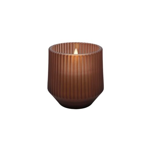LED duftlys i mat brunt glas, Awaken Wood