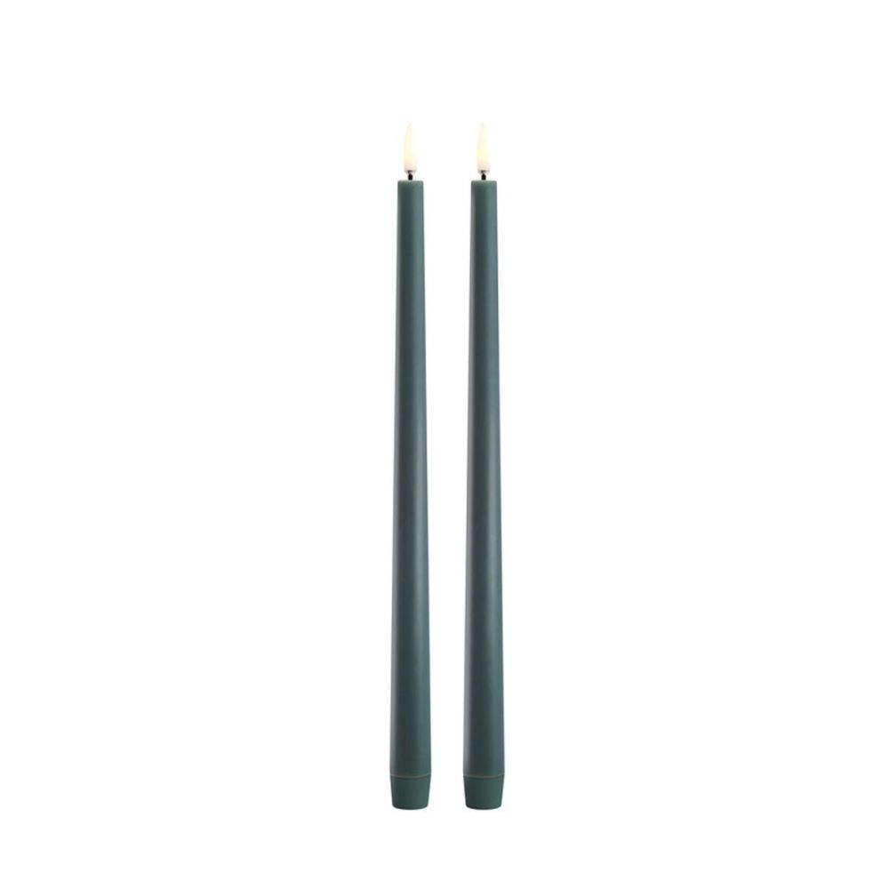 LED 2 stk. Stearinlys Pine green D2,3 x H32 cm