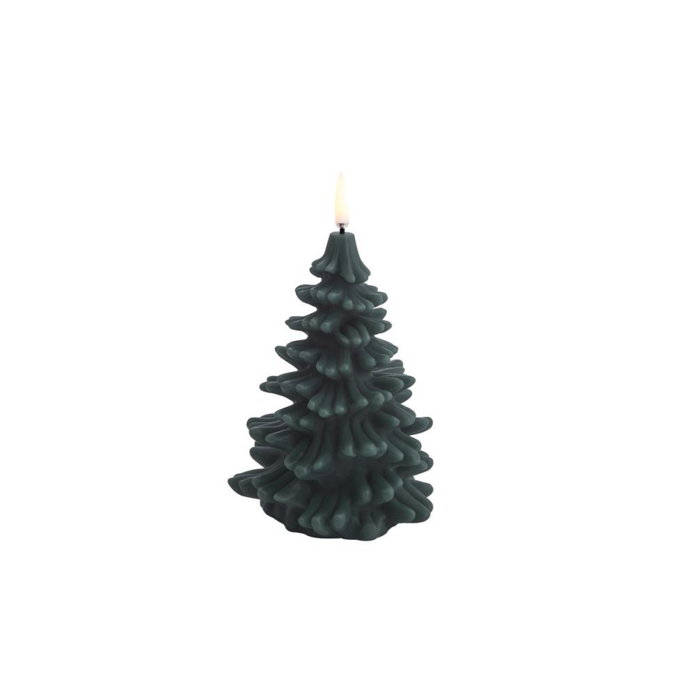 LED Stearinlys juletræ Pine green H15 cm