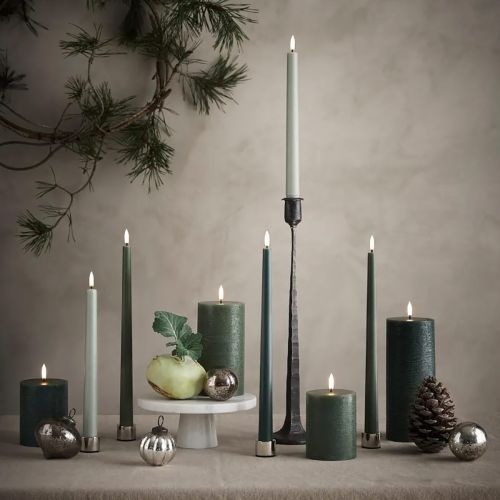 LED 2 stk. Stearinlys Pine green D2,3 x H32 cm