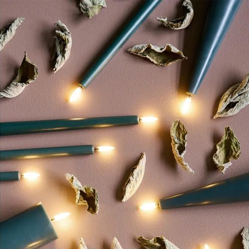 LED 2 stk. Stearinlys Pine green D2,3 x H25 cm