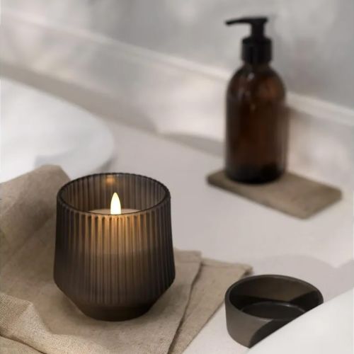 LED duftlys i mat smoke glas, Harmony white musk