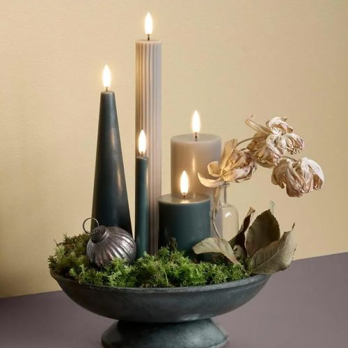 LED bloklys Pine green D5,8 x H10,1 cm