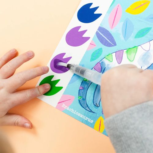 16 billeder med indbyggede vandfarver Dinosaur