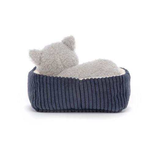 Jellycat Bamse Sovende kat i kurv 12 cm