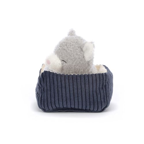 Jellycat Bamse Sovende kat i kurv 12 cm