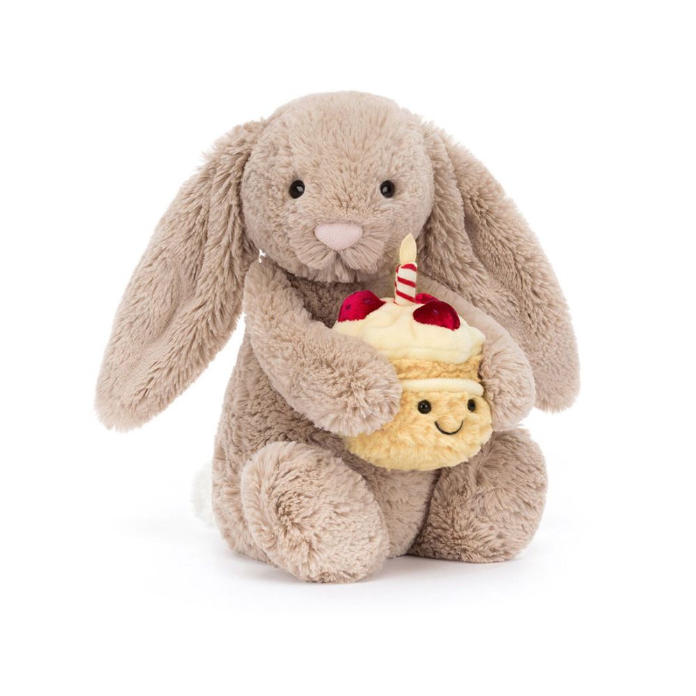 Jellycat Kanin Bashful Beige med lagkage 31 cm